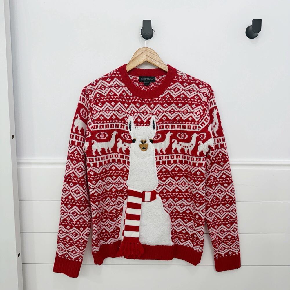 Women’s Blizzard Bay Llama Red Ugly Christmas Holiday Sweater Size Small S